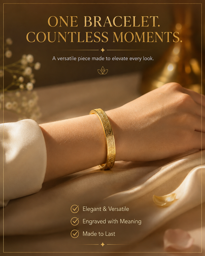 Islamic Ayat ul Kursi Bracelet – Gold-Tone Quran Script Bangle for Men & Women