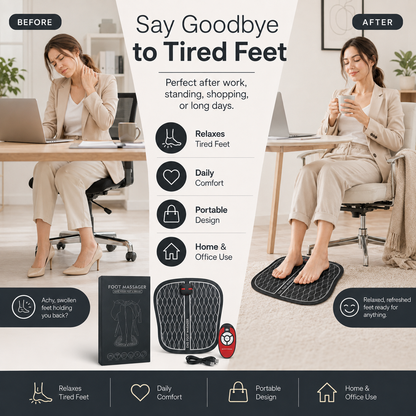 EMS Foot Massager Mat with Pulse Technology & Controller – Portable Foldable Foot Relaxation Pad for Home & Office