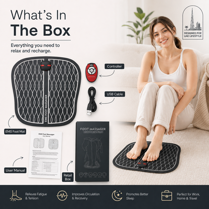 EMS Foot Massager Mat with Pulse Technology & Controller – Portable Foldable Foot Relaxation Pad for Home & Office