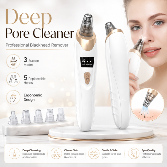 Electric Blackhead Remover Vacuum & Microdermabrasion Facial Cleansing Device – 3 Suction Levels, LED Display & USB Rechargeable