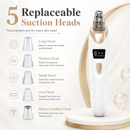 Electric Blackhead Remover Vacuum & Microdermabrasion Facial Cleansing Device – 3 Suction Levels, LED Display & USB Rechargeable