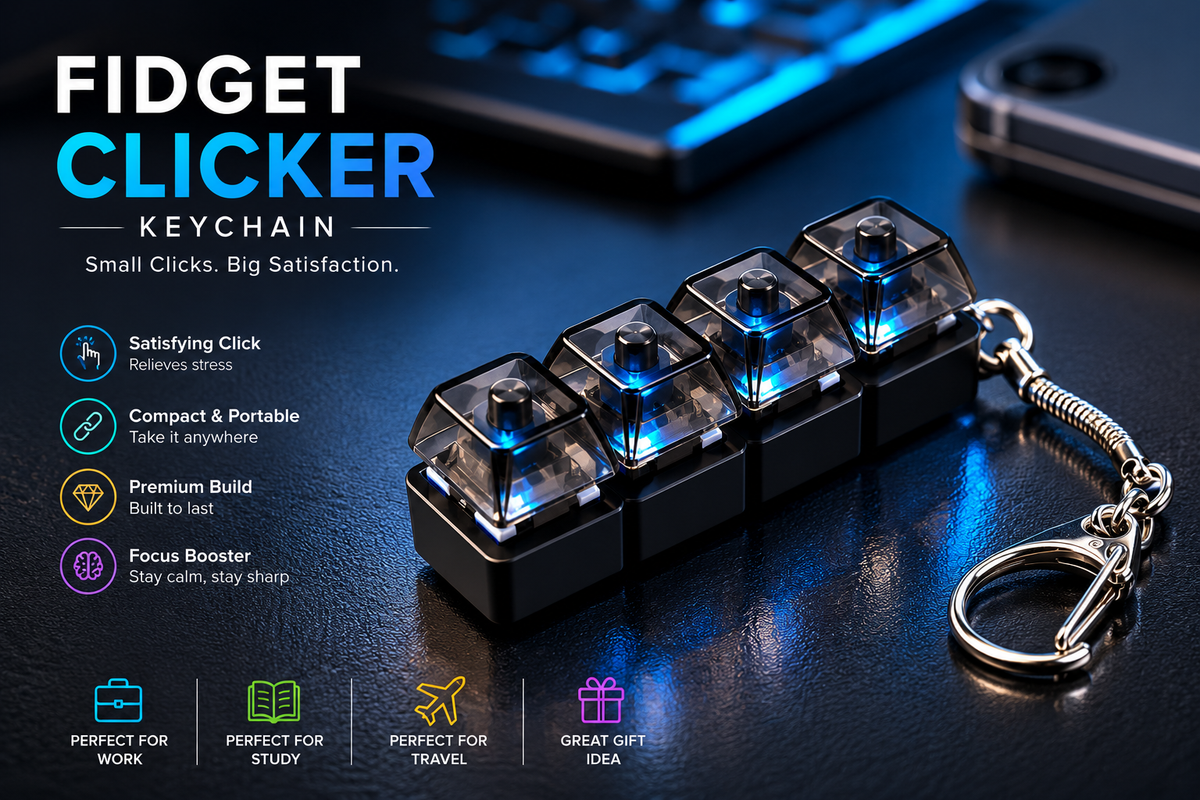 Mechanical Keyboard Switch Tester Keychain – Portable Fidget Clicker with 4 Switches