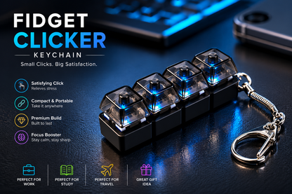 Mechanical Keyboard Switch Tester Keychain – Portable Fidget Clicker with 4 Switches