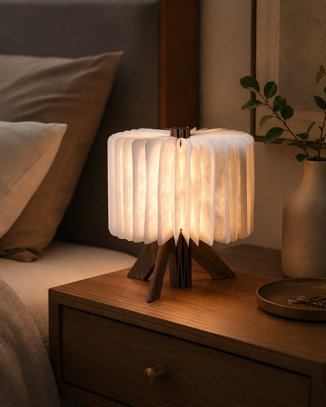 Wooden USB Folding Table Lamp | Portable LED Book Lamp | Modern Rechargeable Night Light | Minimalist Home Decor Gift | Cozy Bedroom Lamp