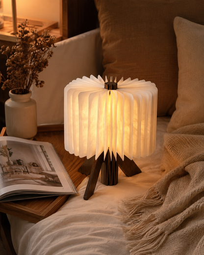 Wooden USB Folding Table Lamp | Portable LED Book Lamp | Modern Rechargeable Night Light | Minimalist Home Decor Gift | Cozy Bedroom Lamp