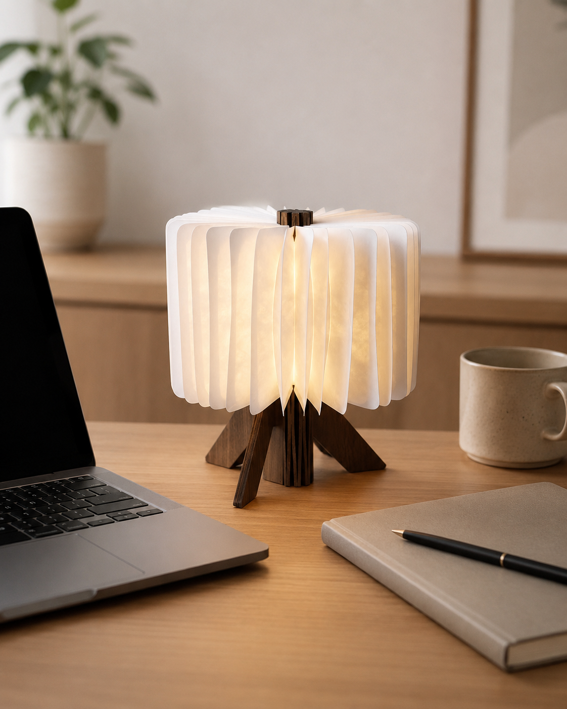 Wooden USB Folding Table Lamp | Portable LED Book Lamp | Modern Rechargeable Night Light | Minimalist Home Decor Gift | Cozy Bedroom Lamp