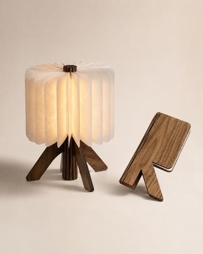 Wooden USB Folding Table Lamp | Portable LED Book Lamp | Modern Rechargeable Night Light | Minimalist Home Decor Gift | Cozy Bedroom Lamp