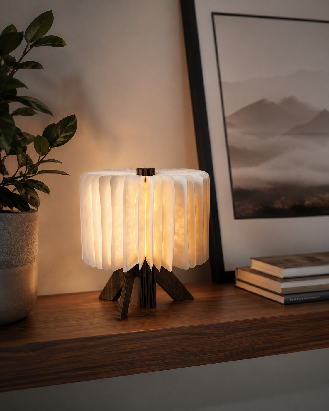 Wooden USB Folding Table Lamp | Portable LED Book Lamp | Modern Rechargeable Night Light | Minimalist Home Decor Gift | Cozy Bedroom Lamp