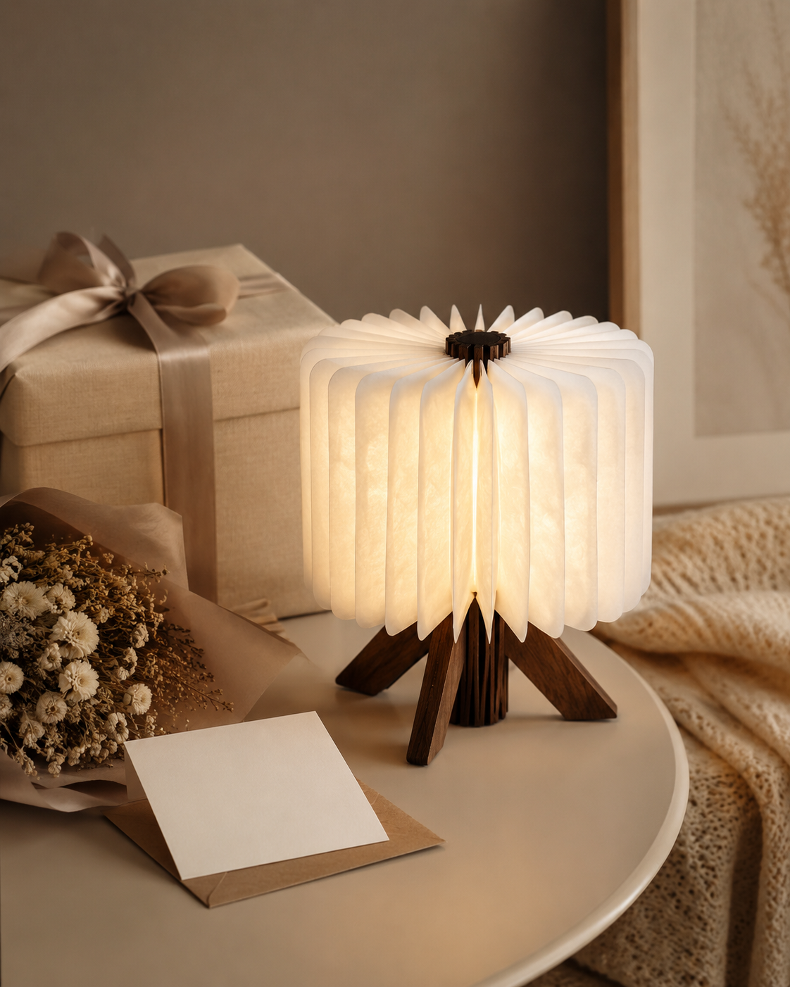 Wooden USB Folding Table Lamp | Portable LED Book Lamp | Modern Rechargeable Night Light | Minimalist Home Decor Gift | Cozy Bedroom Lamp