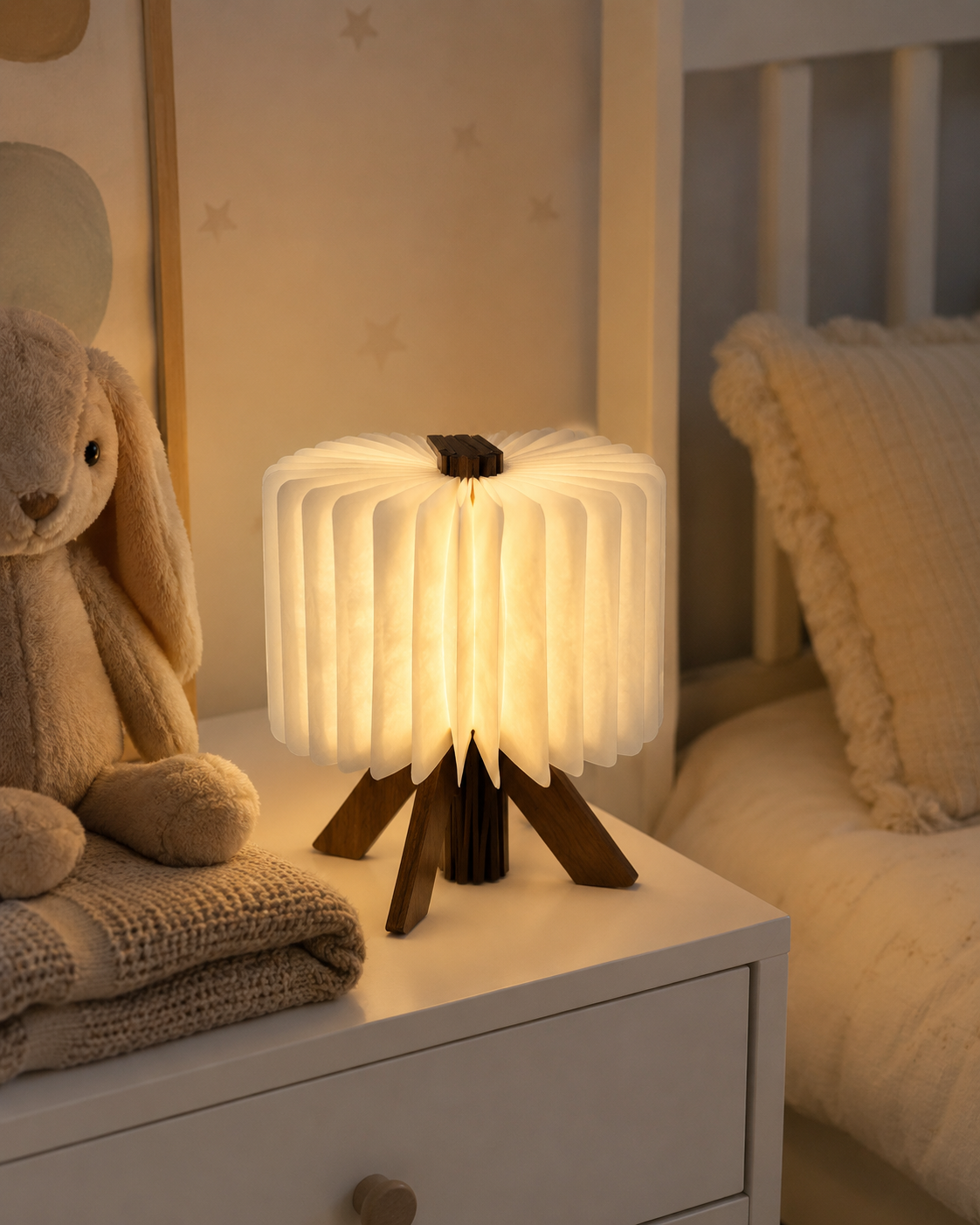 Wooden USB Folding Table Lamp | Portable LED Book Lamp | Modern Rechargeable Night Light | Minimalist Home Decor Gift | Cozy Bedroom Lamp