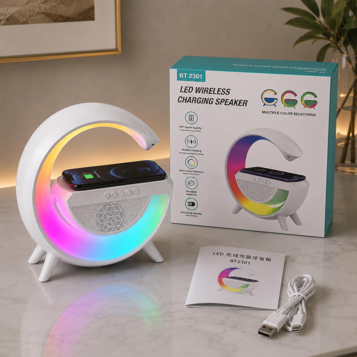Led Wireless Charger Speaker