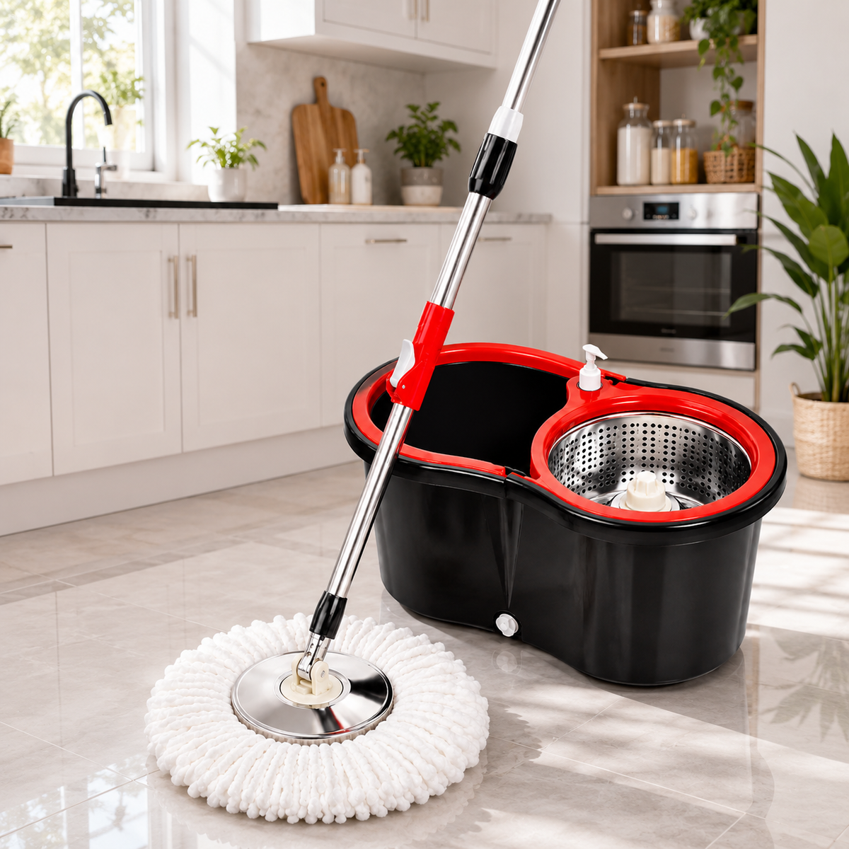 360° Spin Mop with Bucket & Wringer – Dual Chamber Microfiber Floor Cleaning Mop