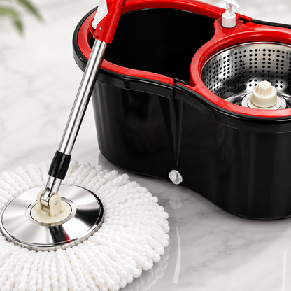 360° Spin Mop with Bucket & Wringer – Dual Chamber Microfiber Floor Cleaning Mop