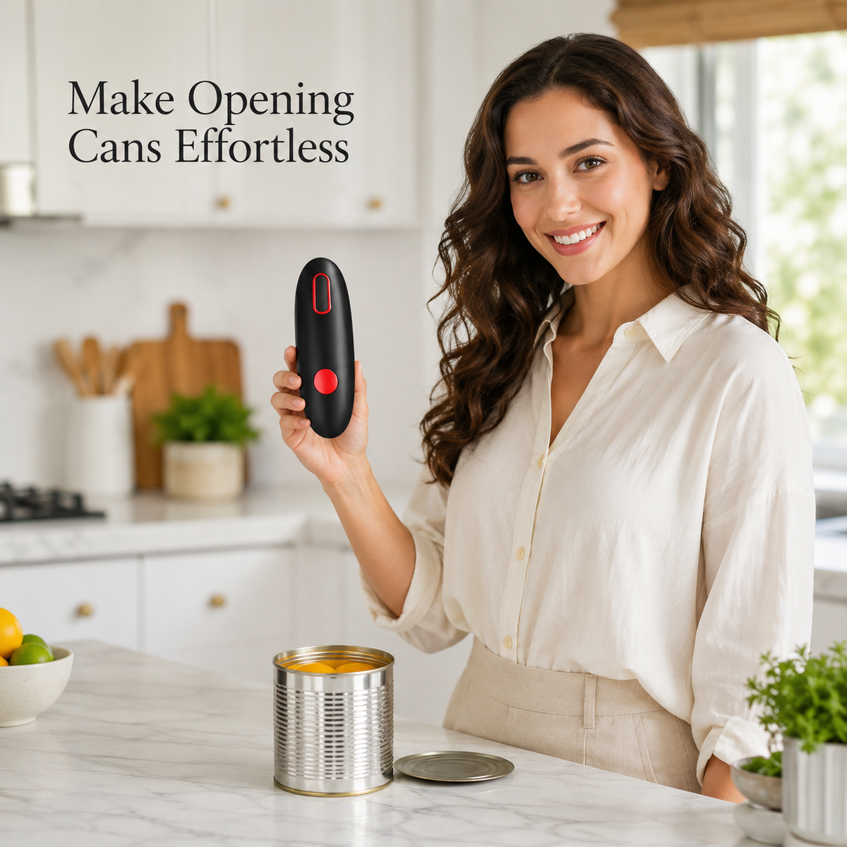 Auto Electric Can Opener, Red | Automatic, Hands Free, Smooth Edge, Food-Safe, Battery Operated