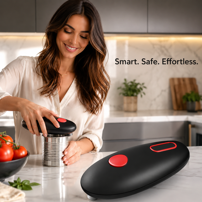 Auto Electric Can Opener, Red | Automatic, Hands Free, Smooth Edge, Food-Safe, Battery Operated