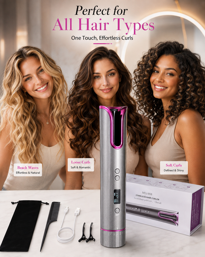 Automatic Rotating Curling Iron, TYMO CURLPRO Beach Waves Hair Curler | 500 Million Ionic Curling Wand, Dual Voltage, Portable Lightweight for Travel