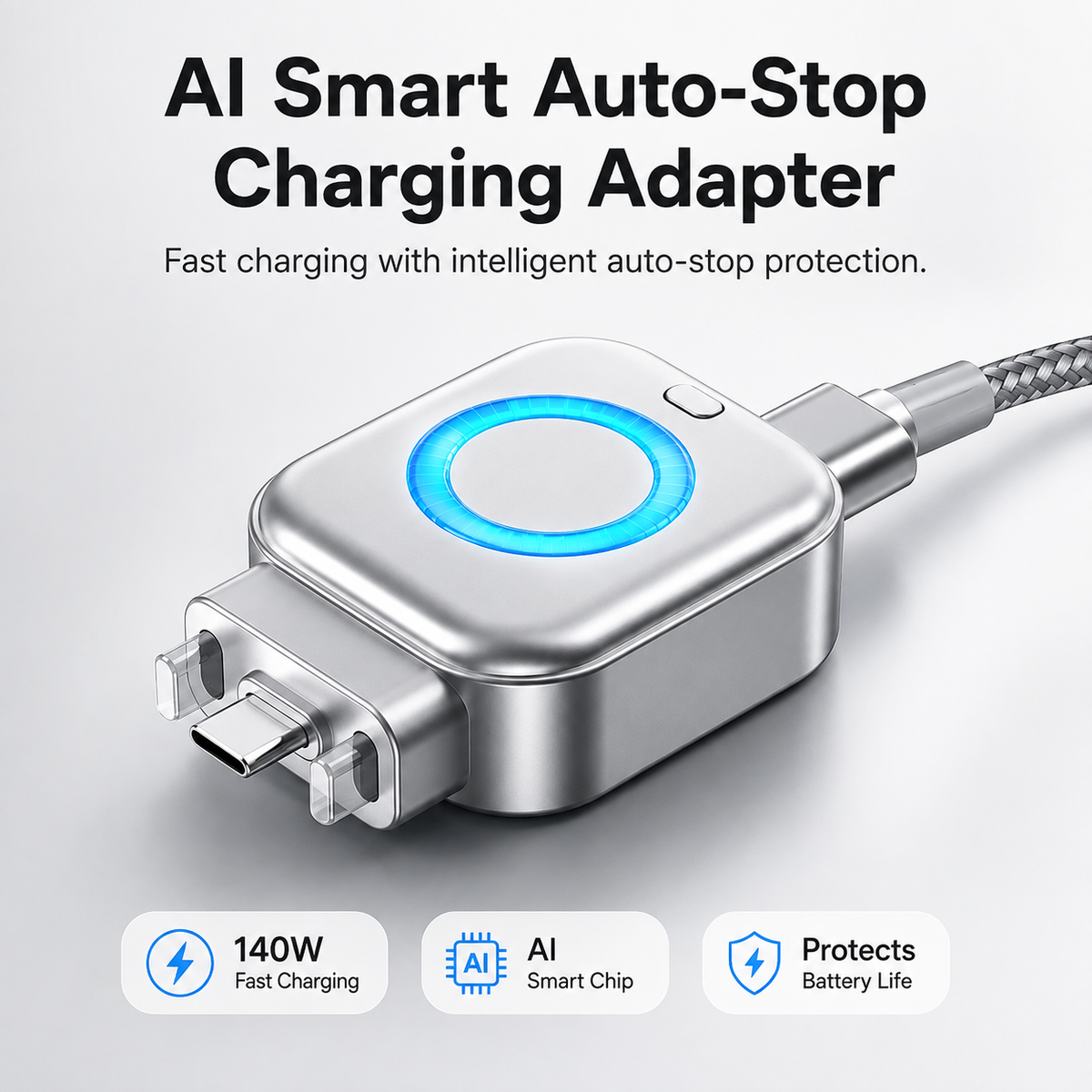 AI Smart Auto-Stop Charging Adapter