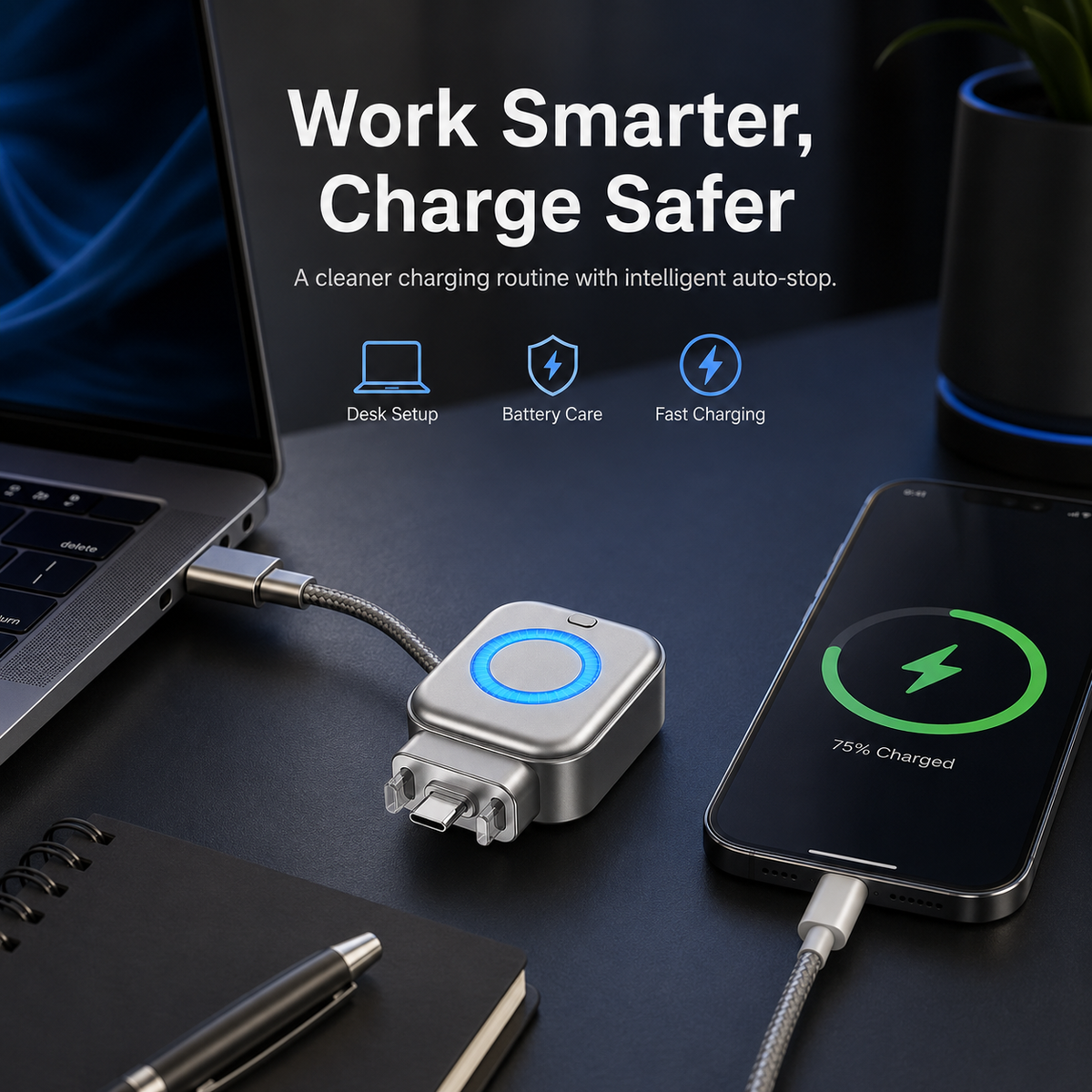 AI Smart Auto-Stop Charging Adapter
