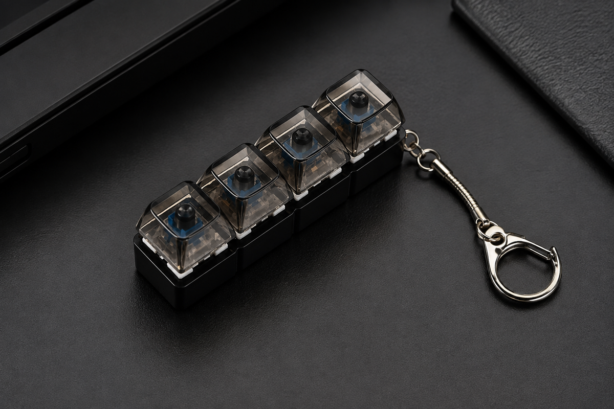 Mechanical Keyboard Switch Tester Keychain – Portable Fidget Clicker with 4 Switches