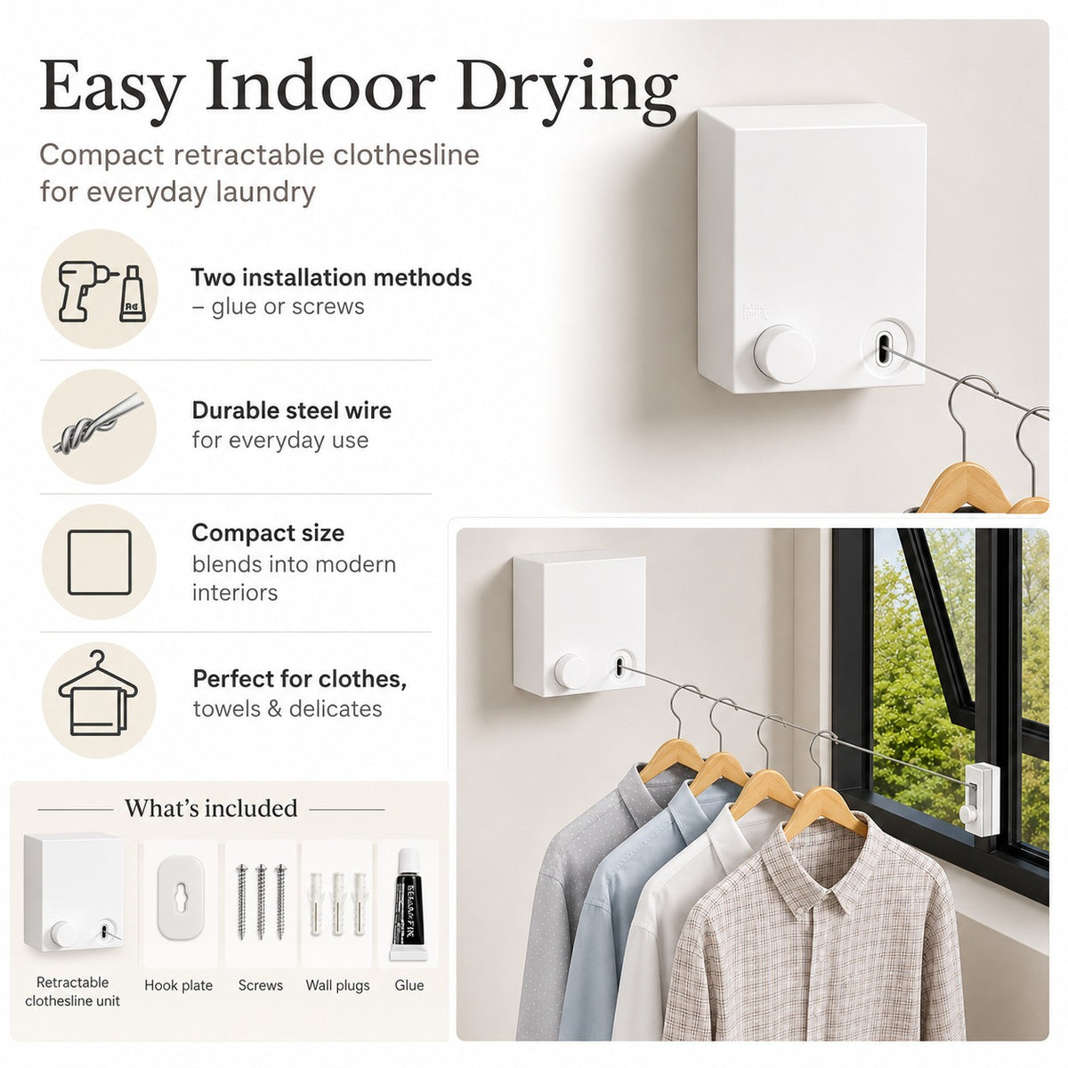 Telescopic Clothesline Clothes Drying Rope